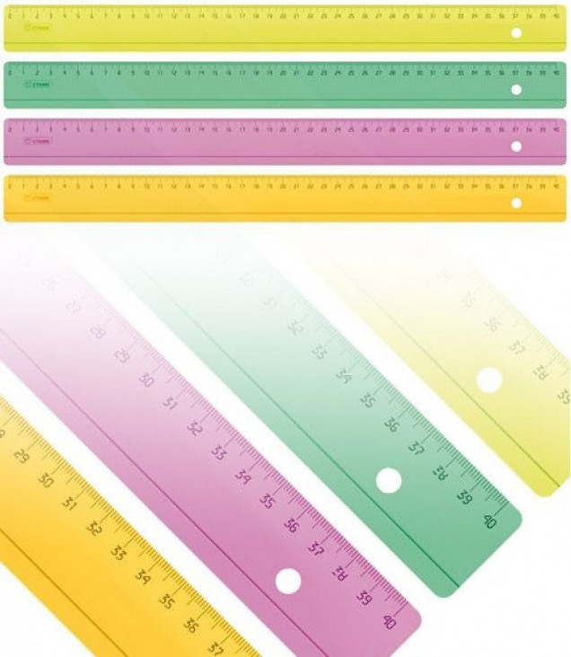 Линейка 40см NEON Cristal 4цв. СТАММ ЛН52