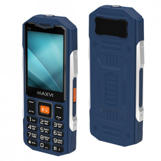 Мобильный телефон Maxvi T19 black (2 sim, экран 2,8, Батарея 2000 мАч, функцией Powerbank, защищенный IP54, черный) для армии 76 ФЗ