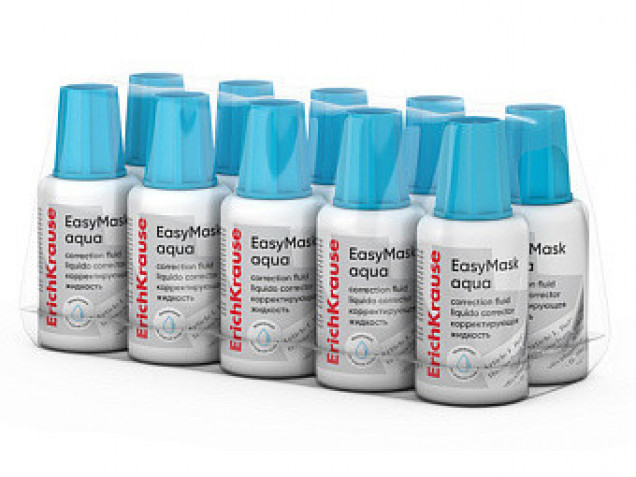 Корректирующая жидкость с кисточкой ErichKrause EasyMask Aqua, на водной основе, 20г (в пластиковом