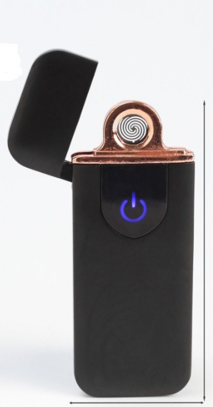Зажигалка электронная, спираль, сенсор, USB, черная, 7.9 х 3.1 см   5066588