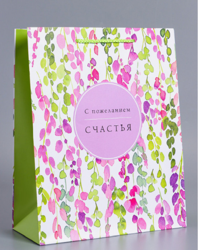 Пакет подарочный ламинированный «Счастья», 18×22.3×10 см