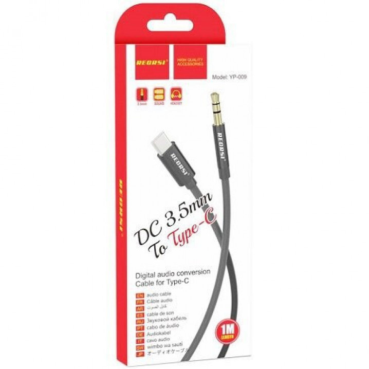 RECRSI YP-009, Jack 3,5mm(m) - Type-C(m), 1.0м, цвет: черный