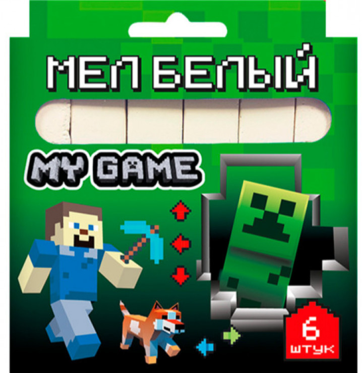Мел белый "My Game" 6 шт в картонной упаковке с европодвесом