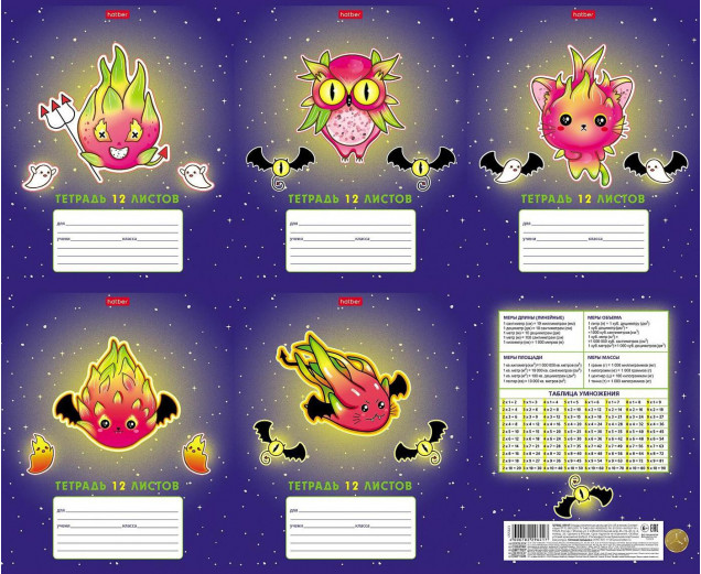 Тетрадь 12л клетка "Dragon fruit