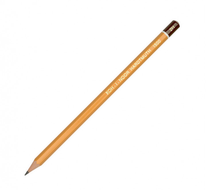 Карандаш чернографитный KOH-I-NOOR 1500 2H, без ластика, заточенный