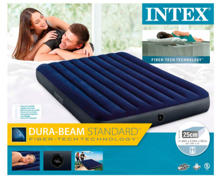 Матрас надувной INTEX "Classic Downy Fiber-Tech" 152х203x25 см
