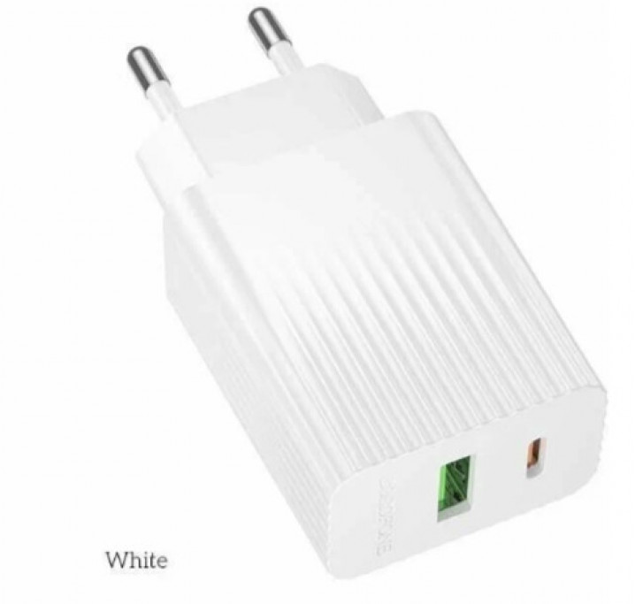 Borofone BAS76A Source, PD30W + QC18W, 1USB + 1PD, белый