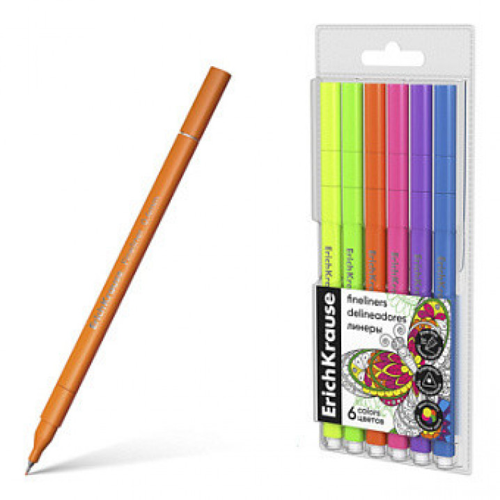 Линеры ErichKrause Art Spirit Neon 6 цветов (в футляре с европодвесом 6 шт) 62953