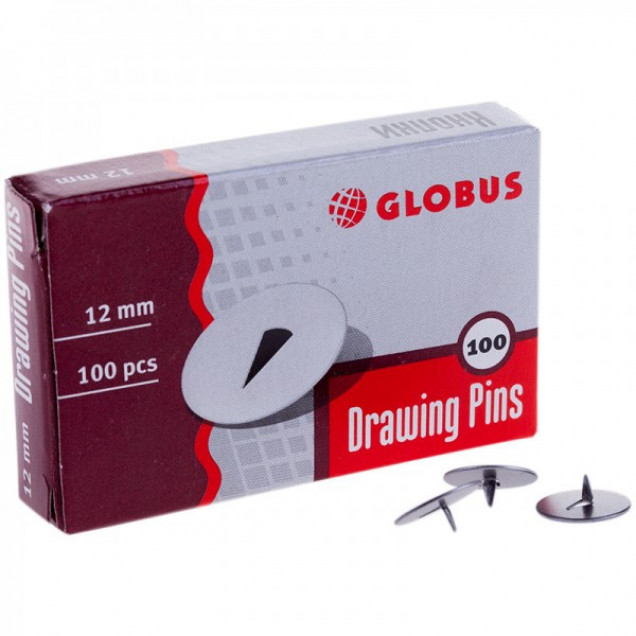 Кнопки канцелярские GLOBUS 12 мм 100 шт.