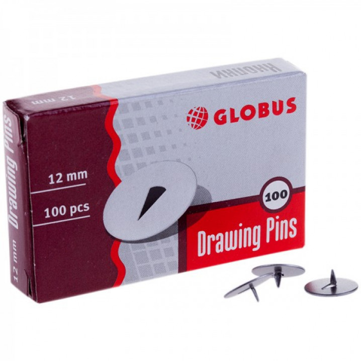 Кнопки канцелярские GLOBUS 12 мм 100 шт.