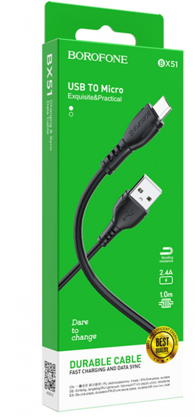 Кабель BOROFONE "Triumph BX51" USB for Micro черный 1м