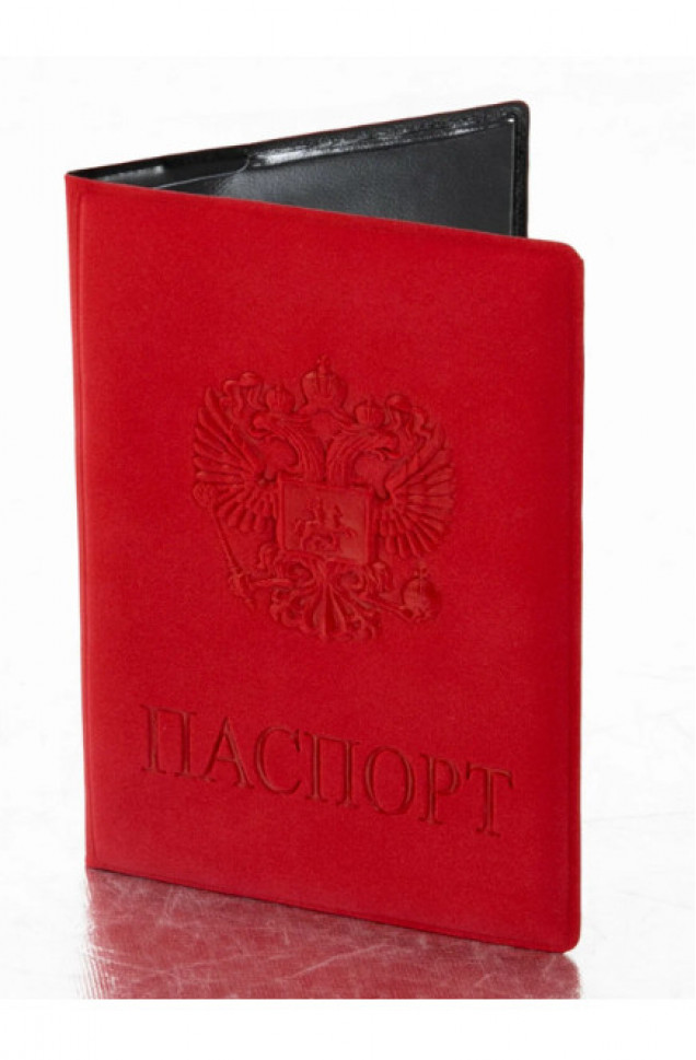 Обложка для паспорта, с тиснением, с гербом, красная