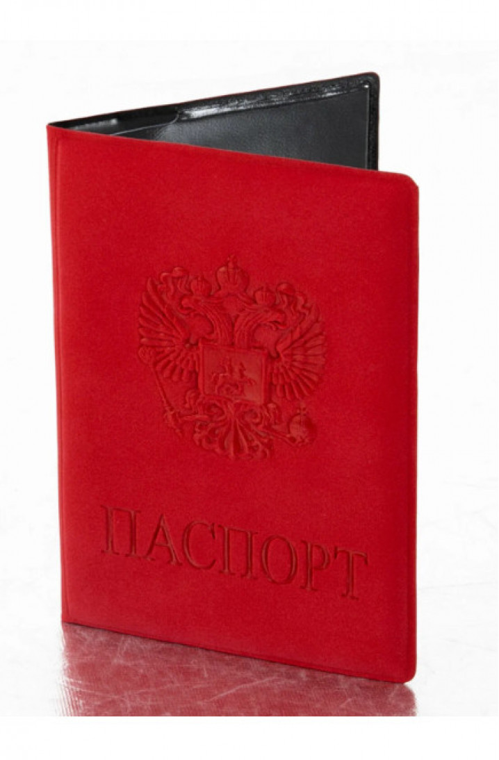 Обложка для паспорта, с тиснением, с гербом, красная