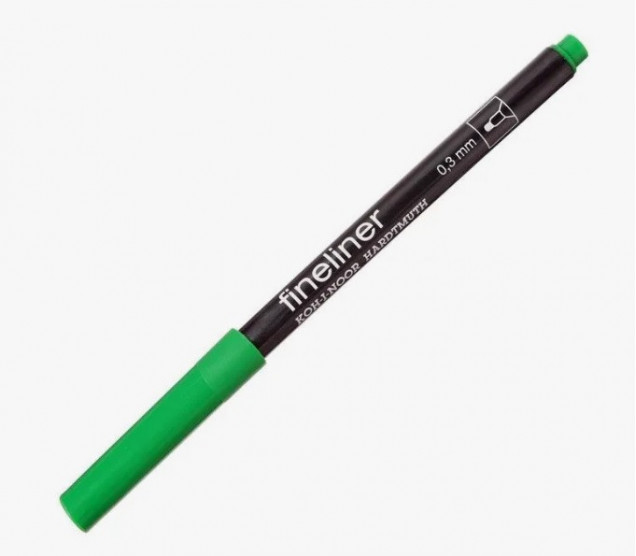 Ручка линер "Fineliner 7021" зеленый 0.3мм корпус
черный KOH-I-NOOR 7770210801KS