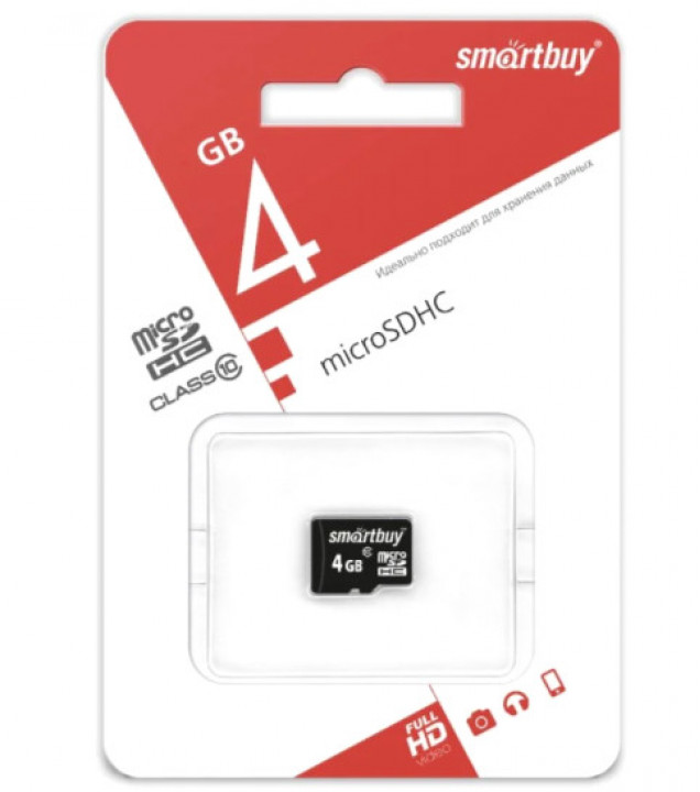 Карта памяти SDHC micro SMART BAY 4 GB Class 4 (без адаптеров)