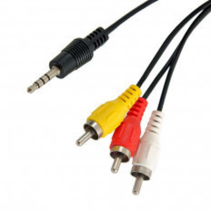Шнур 3.5 шт 4C/3RCA 1.5м (длинный штекер) (AV23) MRM-POWER распайка RLVG