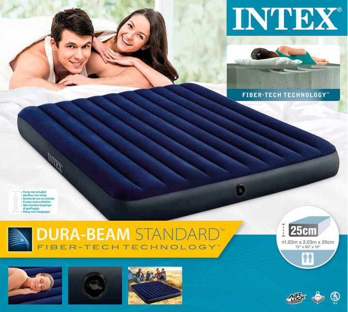 Матрас надувной INTEX "Classic Downy Fiber-Tech" 183х203х25 см