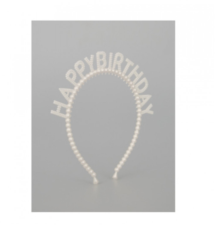 Ободок детский «Happy birthday» жемчужный