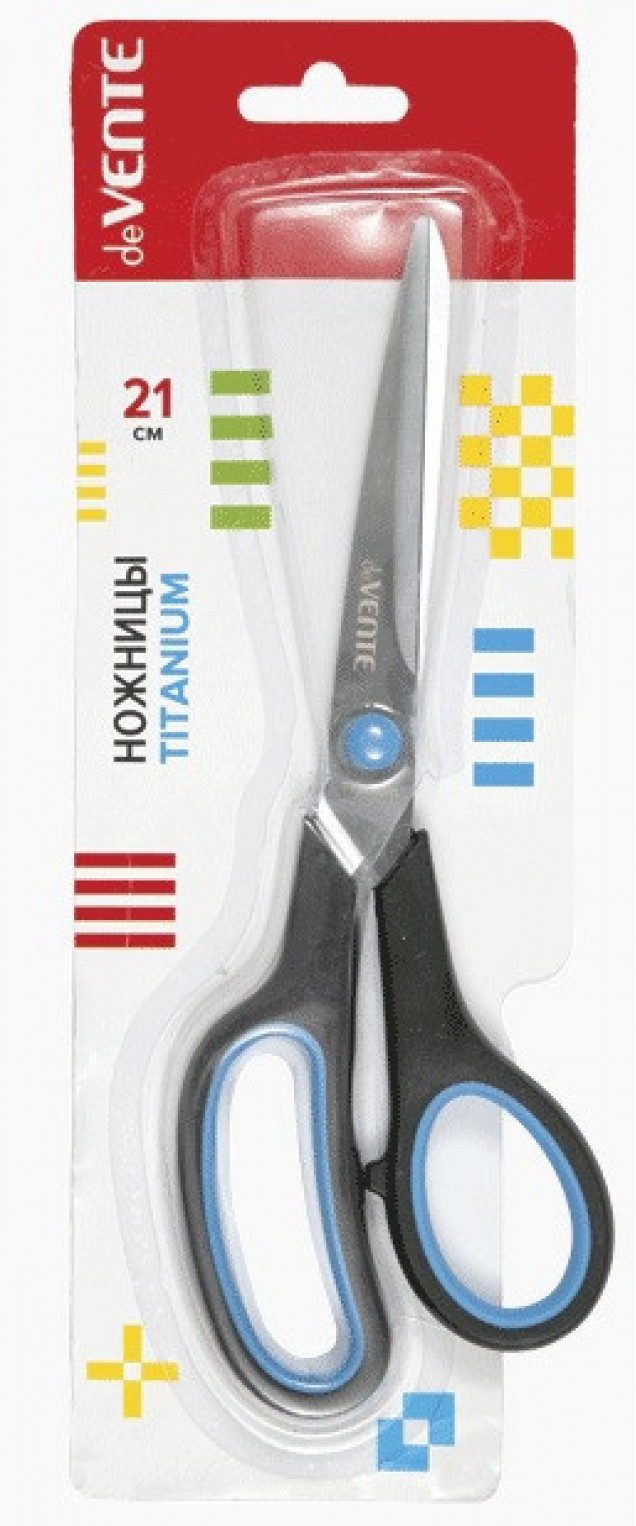 Ножницы 210мм "Titanium" пластик.асимм.ручки с
резин.вставками е/п DEVENTE 4091306