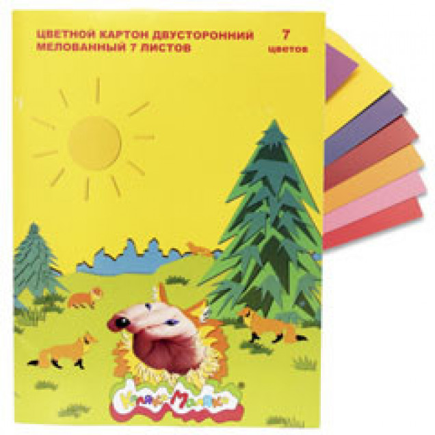 Картон цветной КАЛЯКА-МАЛЯКА 7 цв., 7 л.