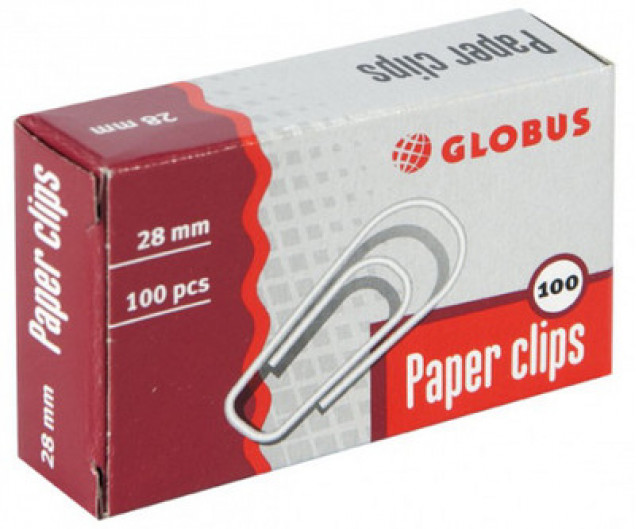 Скрепки GLOBUS 28 мм 100 шт. без покрытия