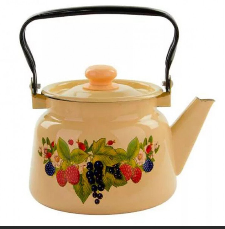 Чайник СИБИРСКИЕ ТОВАРЫ эмалированный металлическая ручка белый без декора 2,3 л.