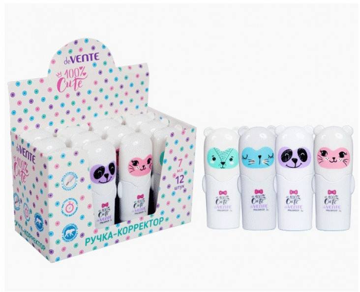 Корректор-ручка DEVENTE "100% Cute" металлический наконечник ассорти 7 мл