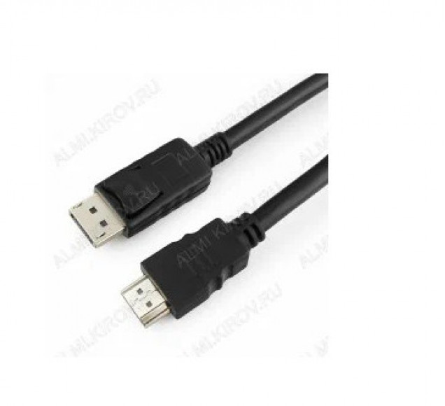 Шнур DISPLAYPORT шт/HDMI шт 1.8м (CC-DP-HDMI-6) CABLEXPERT Plastic-Gold, встроенный конвертер сигналов