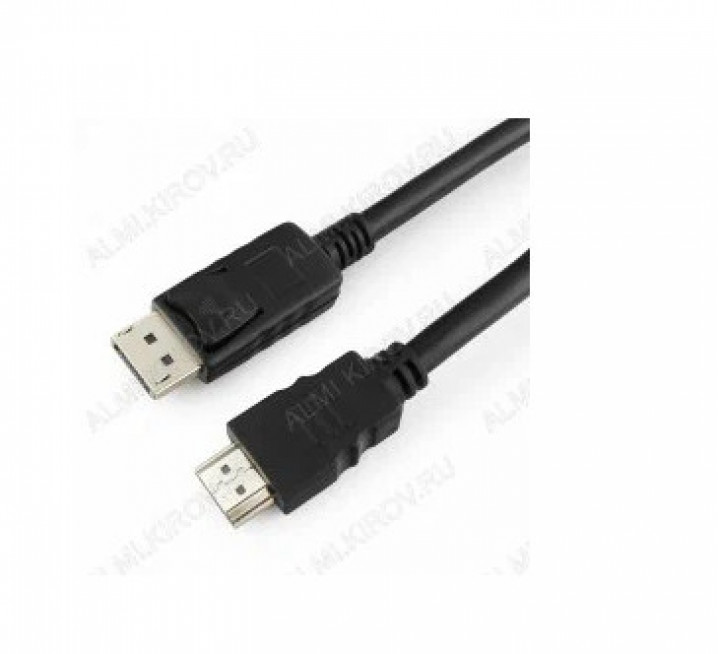 Шнур DISPLAYPORT шт/HDMI шт 1.8м (CC-DP-HDMI-6) CABLEXPERT Plastic-Gold, встроенный конвертер сигналов