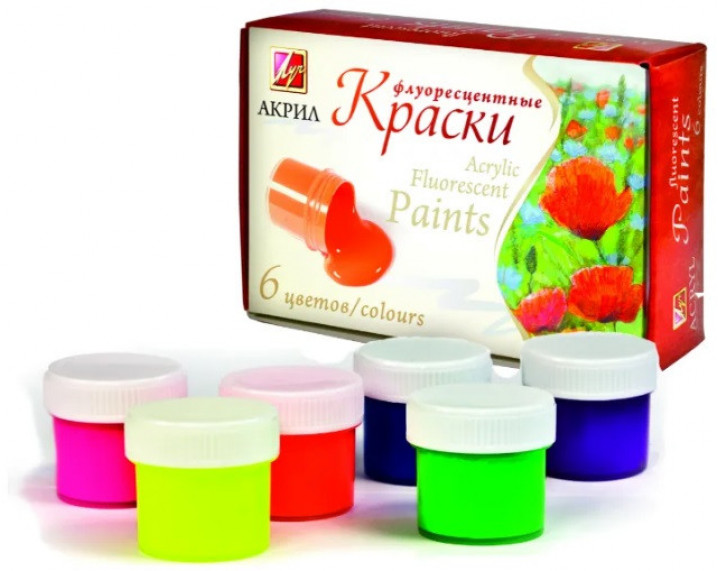 Краски ЛУЧ акриловые флуоресцентные 6 цв.