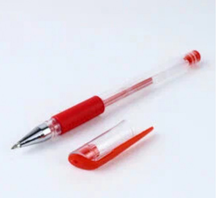 Ручка гелевая "ТМ "Bikson" красная 0,5мм, резиновый грип, BN0492