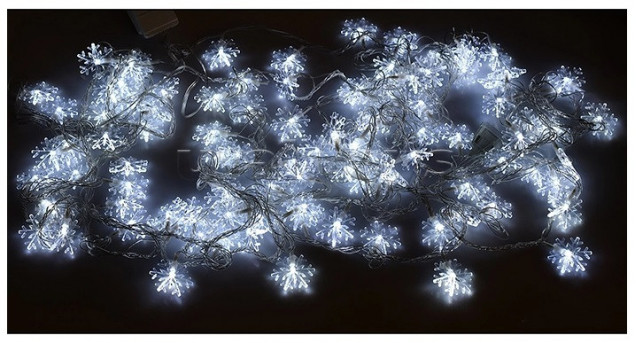 Электрогирлянда Снежинка, 9м, 100 ламп, холодный
