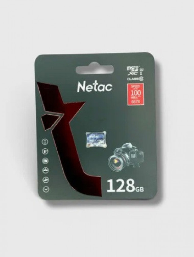 Карта памяти Netac MicroSD 128GB P500  Ultra, Class 10, UHS-I, A1, U3, V30 (100 Mb/s) без адаптера