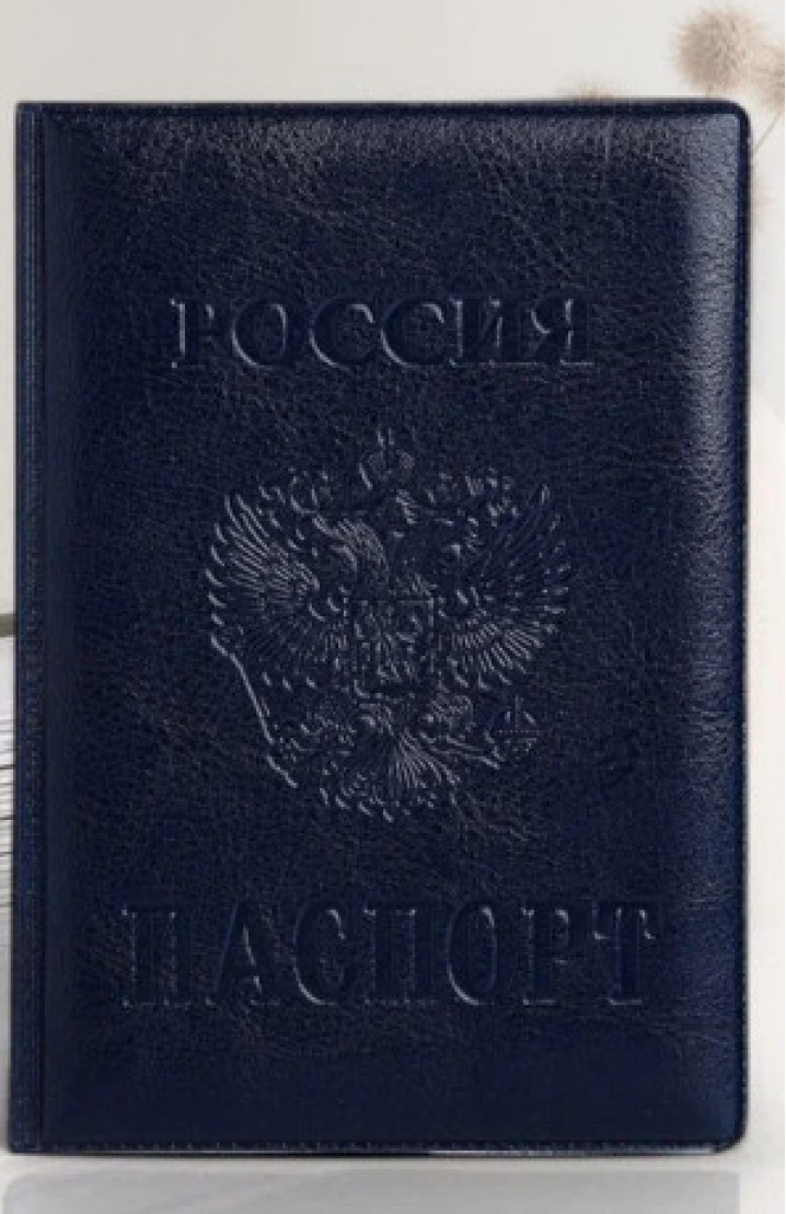 Обложка для паспорта «Россия», с гербом, синяя