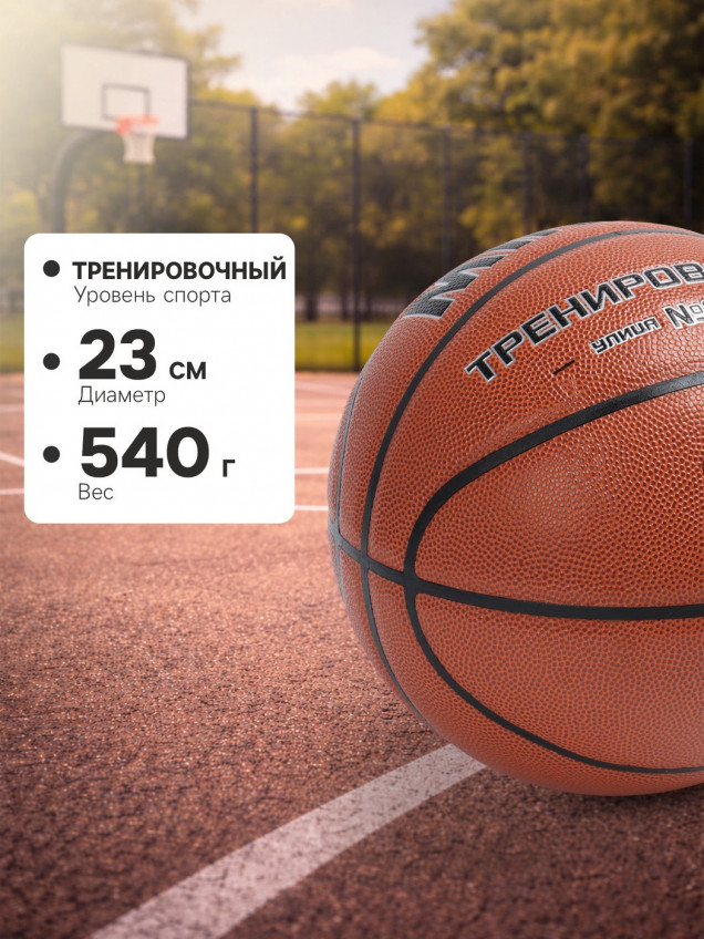 Баскетбольный мяч MINSA, тренировочный, клееный, 8 панелей, р. 6, PU, бутиловая камера