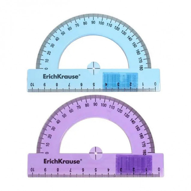 Транспортир пластиковый ErichKrause® Standard, 180°/10см, ассорти из 2 цветов, 52985