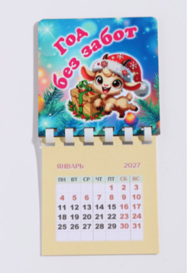 Магнит новогодний с календарём «Год без забот», 9×18 см