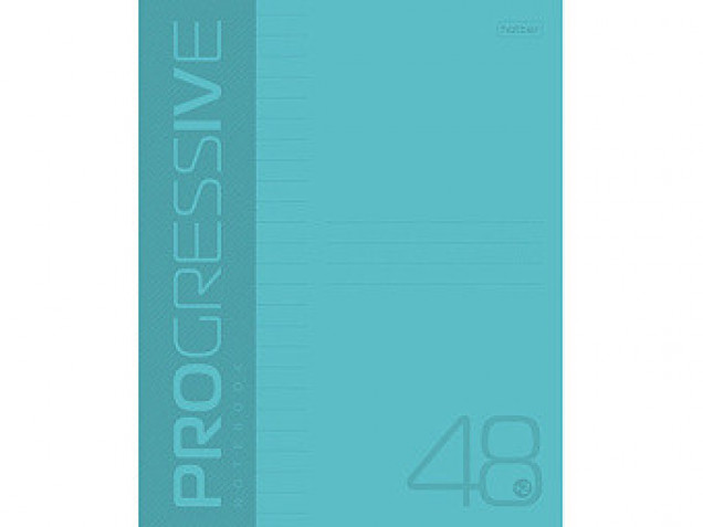 Тетрадь 48л А5ф ЛИНИЯ 65г/кв.м Пластиковая обложка на скобе PROGRESSIVE   Бирюзовая