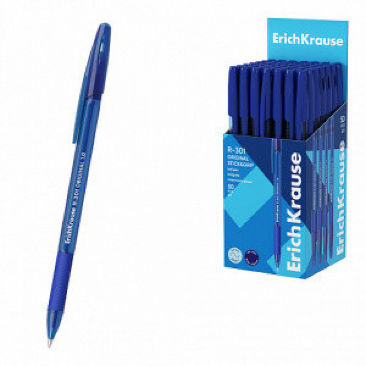Ручка шариковая ErichKrause R-301 Stickamp;Grip Original 1.0, цвет чернил синий (в коробке по 50 шт.