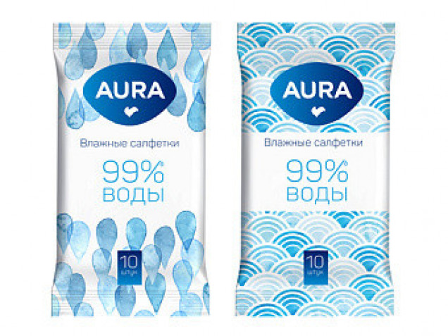 AURA Влажные салфетки освежающие 10шт КК/20