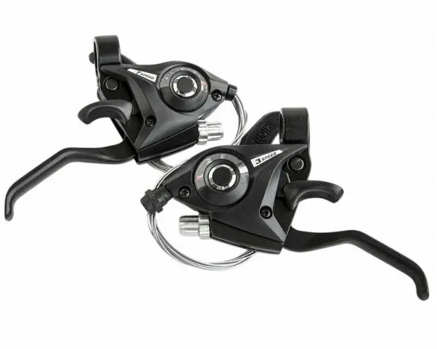 Комплект ручек переключения скоростей Index (моноблок черный) 3х7, аналог Shimano EF-51