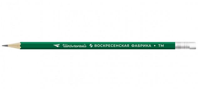 Карандаш графитный с ластиком заточенный ТМ (HB) ВКФ Школьный 1-1100