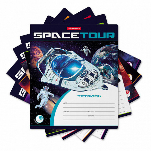 Тетрадь линия, 12 листов Space Tour