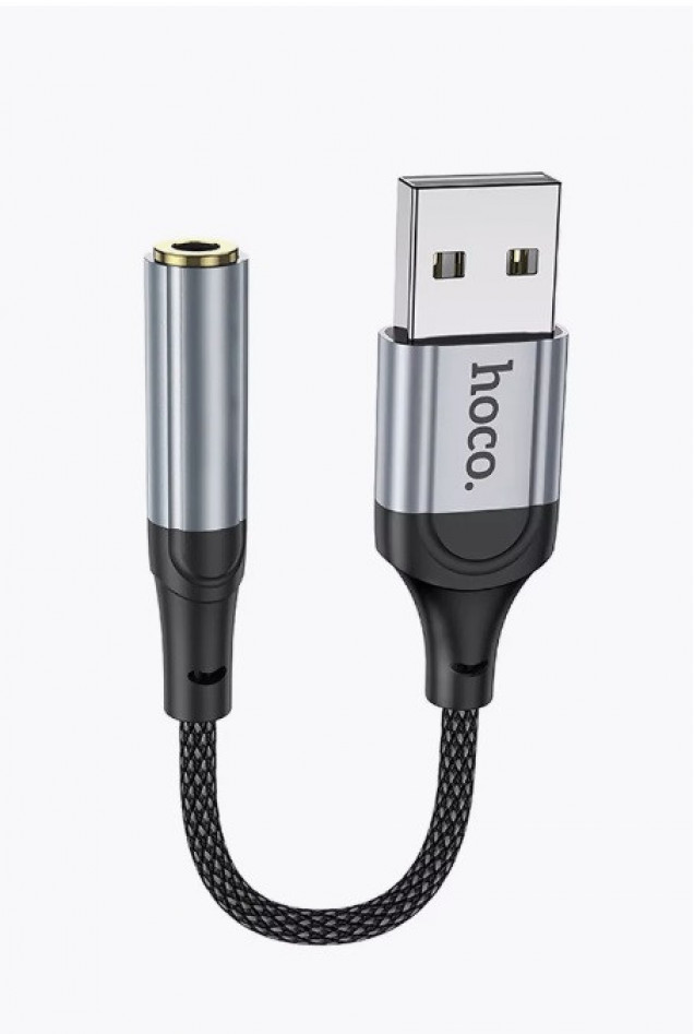 Переходник HOCO LS36 Fresh, USB(m) - Jack 3,5mm(f) , 12см, цвет: чёрный