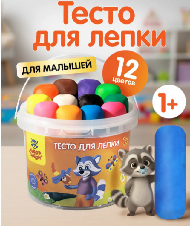 Тесто для лепки (Тесто в банке, 360 гр. 12цв*30гр)