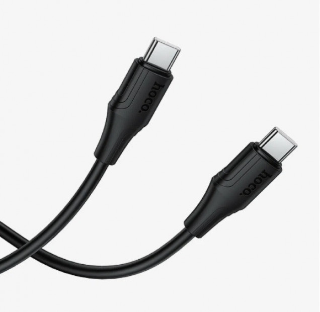 HOCO X124 Bien, Type-C - Type-C, 1.0м, PD 60 Вт, силикон, цвет: черный