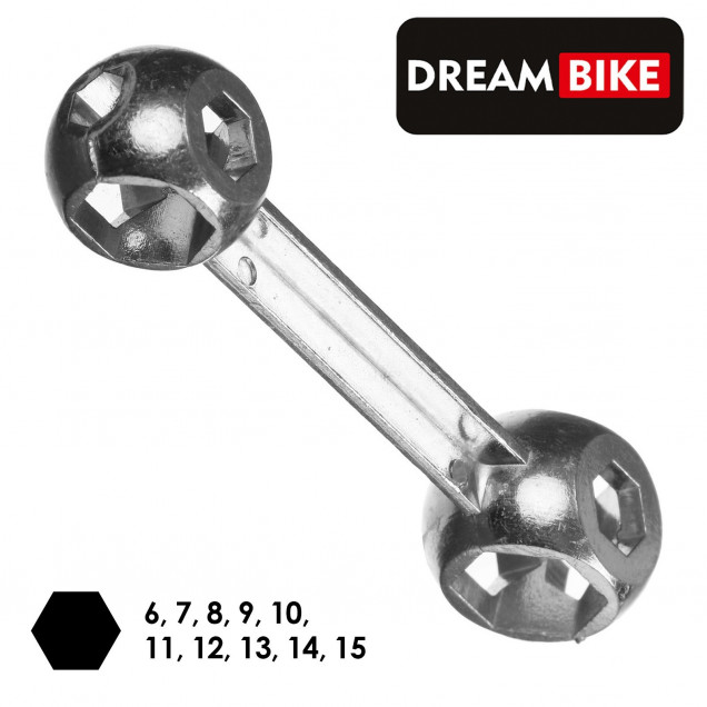 Ключ косточка Dream Bike, 10 размеров 6-15мм 5488459