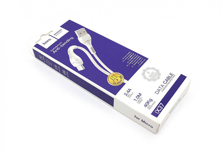 Кабель HOCO "X37 Cool power charging data cable" Micro USB белый 1м