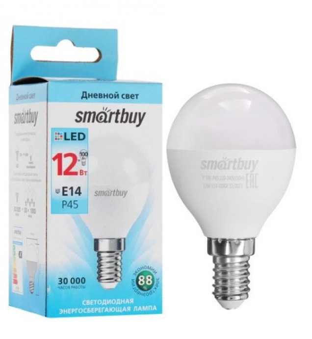 Светодиодная (LED) Лампа Smartbuy-P45-12W/4000/E14 (SBL-P45-12-40K-E14)
