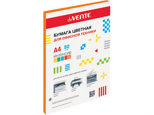 Бумага цветная для офисной техники "deVENTE" A4 50л, 80 г/м2, интенсив оранжевый, 2072247